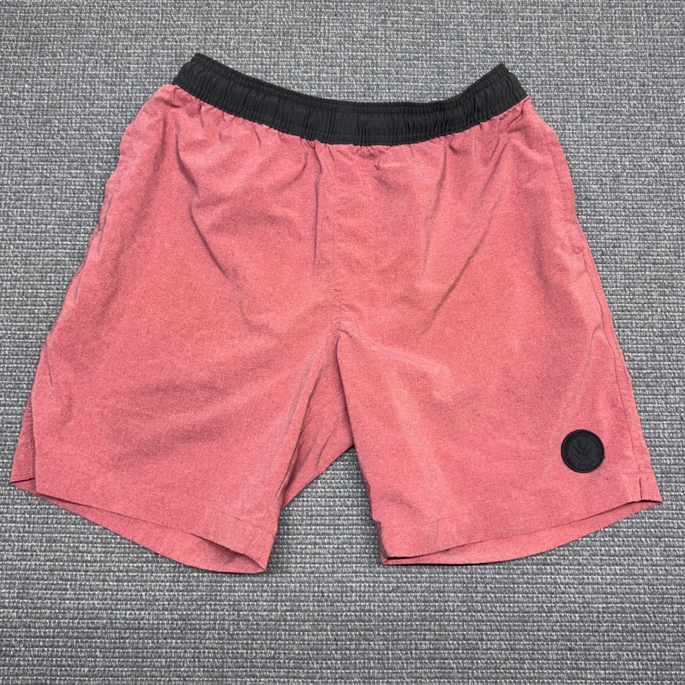 Chubbies Mens 7 Inch Inseam Swim Trunks Red Heathered Elastic Waist Small